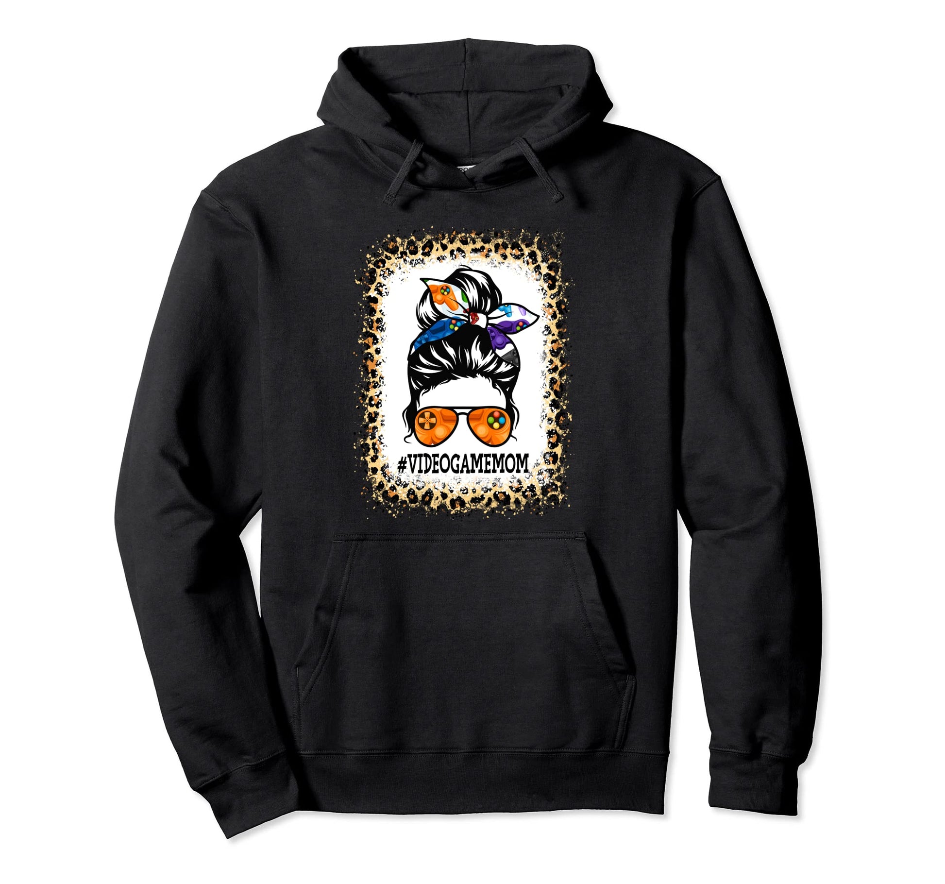 Funny Video Game Mom Messy Bun Player Hoodie - Casual Everyday Wear Unisex - T-Shirt, Sweatshirt, Hoodie