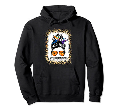 Funny Video Game Mom Messy Bun Player Hoodie - Casual Everyday Wear Unisex - T-Shirt, Sweatshirt, Hoodie