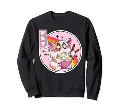 Cat Ramen Noodles Kawaii Sweatshirt - Casual Everyday Wear for Adults - T-Shirt, Sweatshirt, Hoodie