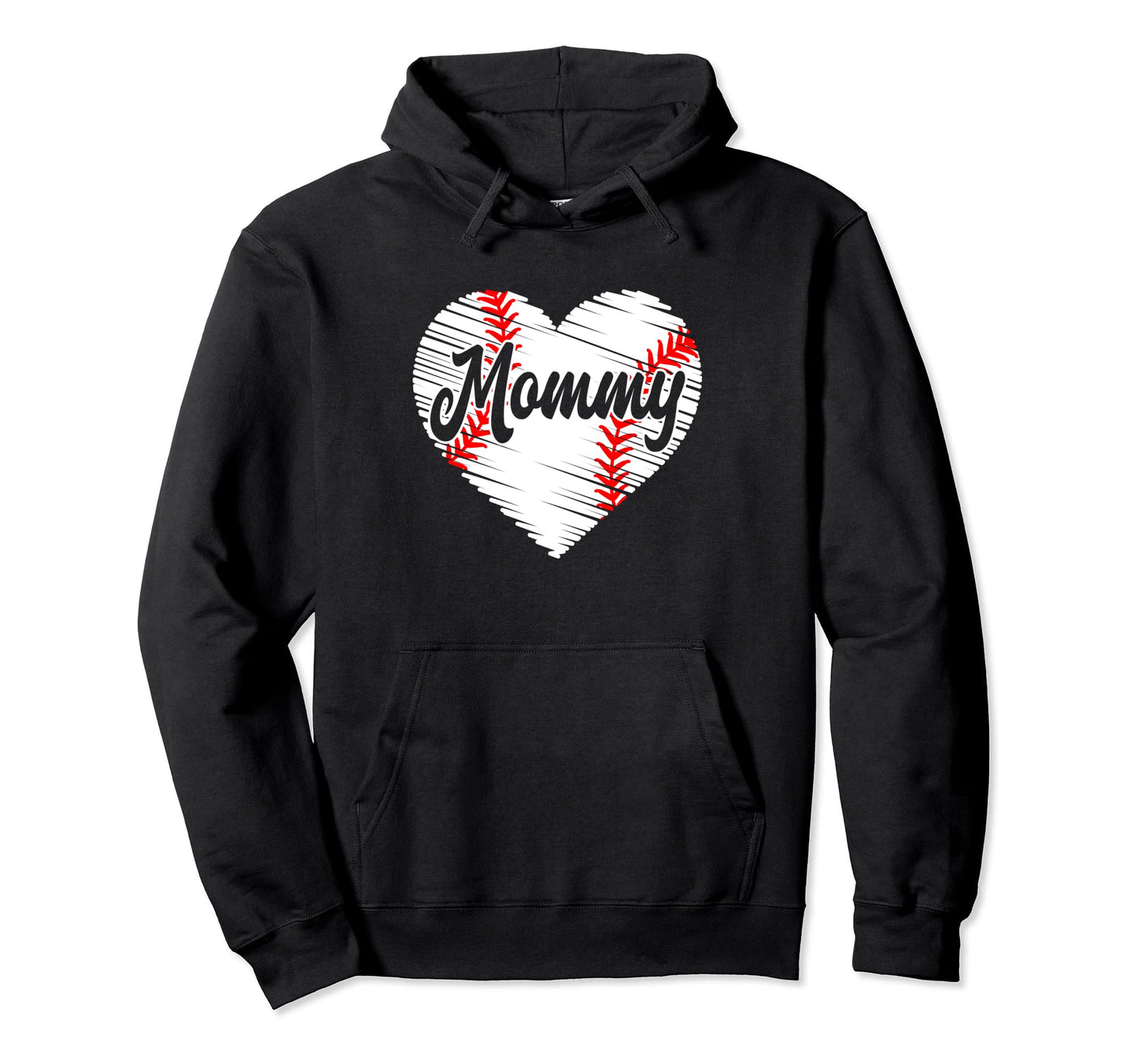 Baseball Mommy Heart Mothers Day Hoodie - Casual Everyday Wear for Adults - T-Shirt, Sweatshirt, Hoodie