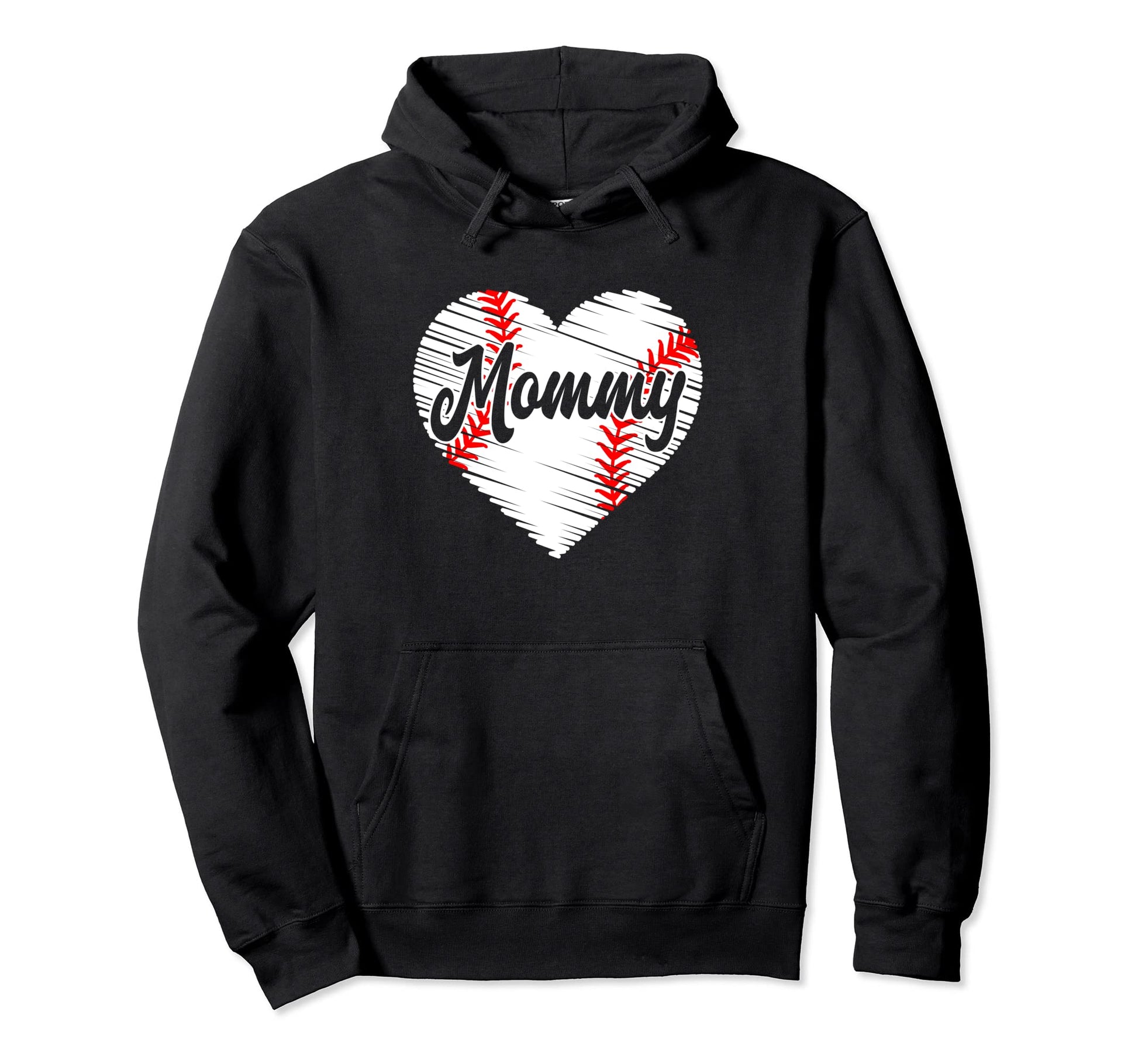 Baseball Mommy Heart Mothers Day Hoodie - Casual Everyday Wear for Adults - T-Shirt, Sweatshirt, Hoodie