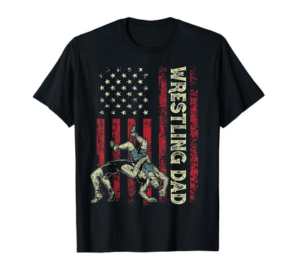 Wrestling Dad American Us Flag T-Shirt - Unique Graphic for Adults - T-Shirt, Sweatshirt, Hoodie