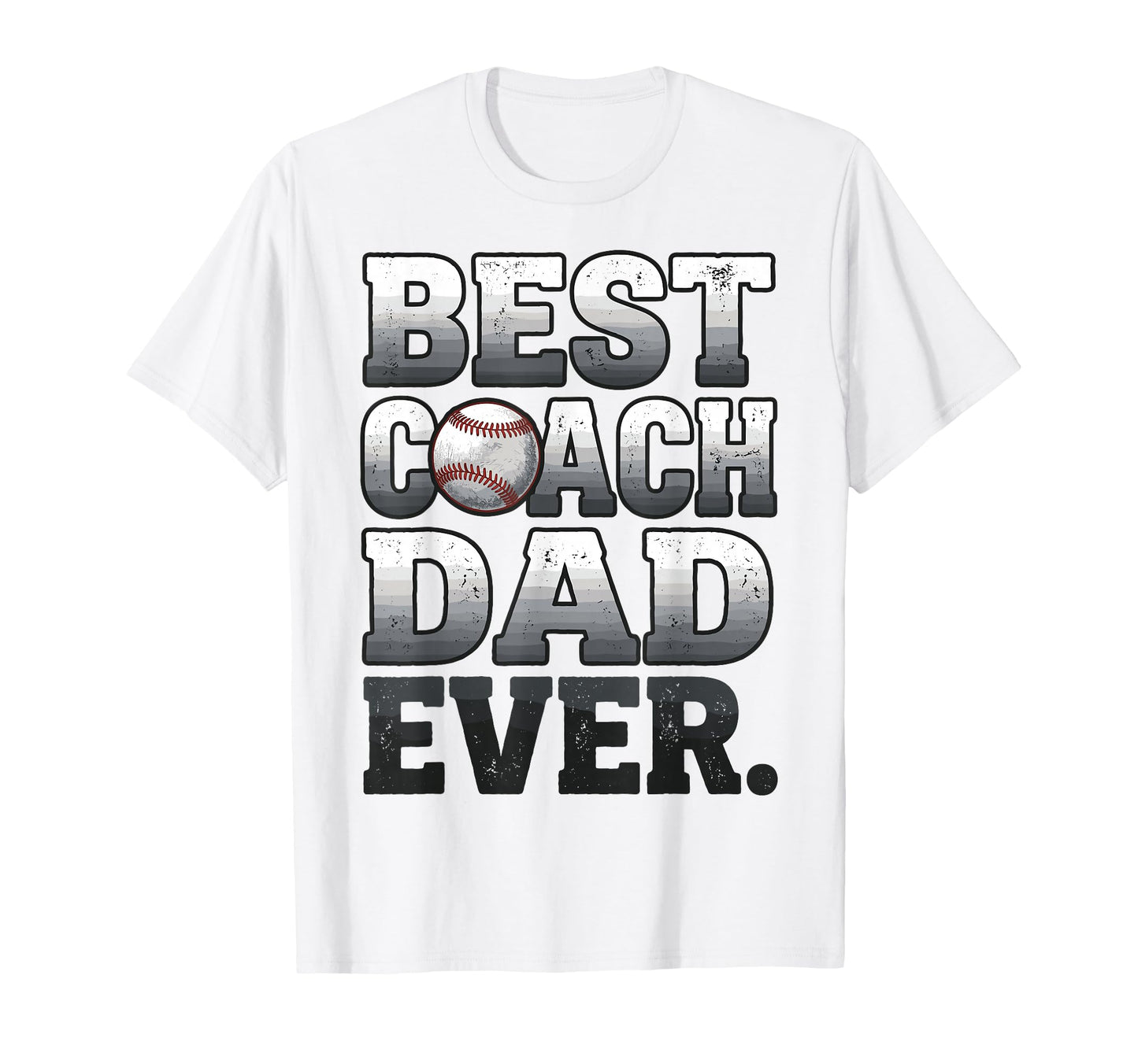 Best Coach Dad Ever Baseball Worn T-Shirt - Custom Art Print for Adults - T-Shirt, Sweatshirt, Hoodie
