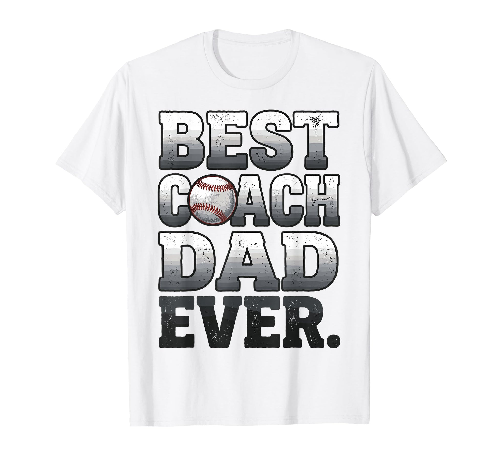 Best Coach Dad Ever Baseball Worn T-Shirt - Custom Art Print for Adults - T-Shirt, Sweatshirt, Hoodie