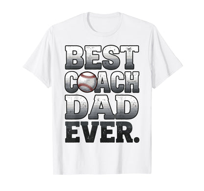 Best Coach Dad Ever Baseball Worn T-Shirt - Custom Art Print for Adults - T-Shirt, Sweatshirt, Hoodie