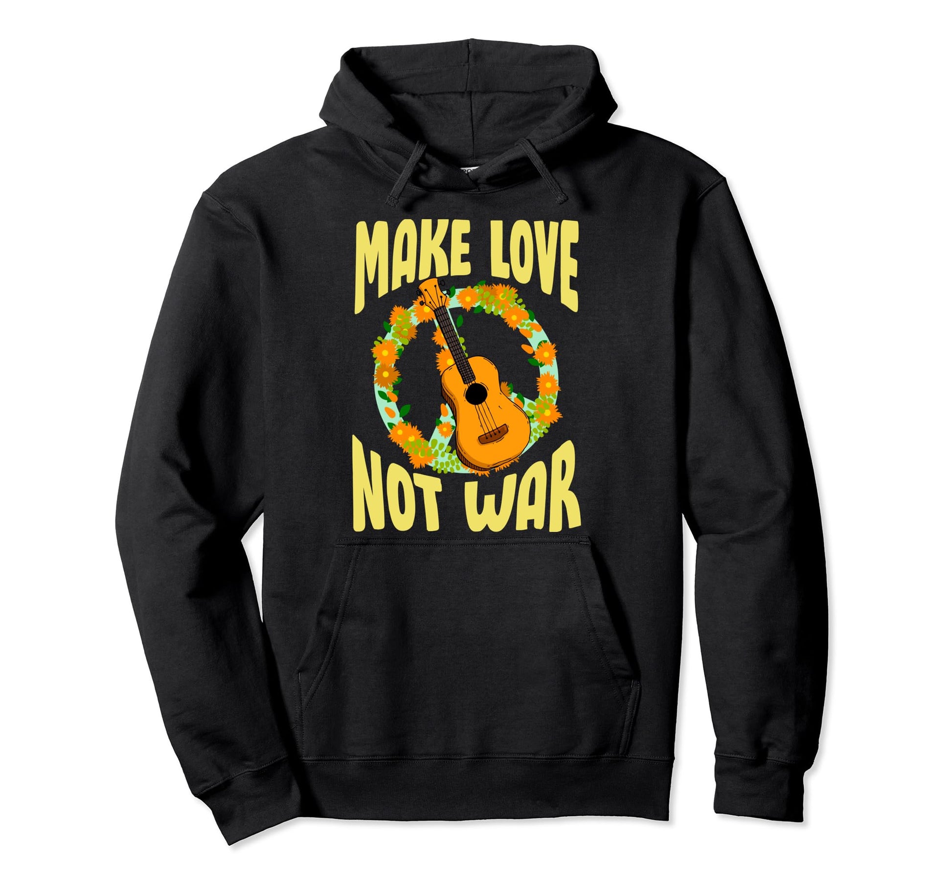 Make Love Not War Groovy 70S Hoodie - Casual Everyday Wear for Adults - T-Shirt, Sweatshirt, Hoodie