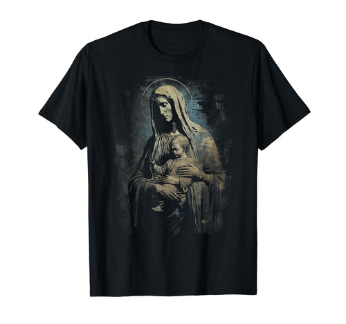 Mary Jesus Distressed 90S Goth Grunge T-Shirt - Aesthetic Graphic Unisex - T-Shirt, Sweatshirt, Hoodie