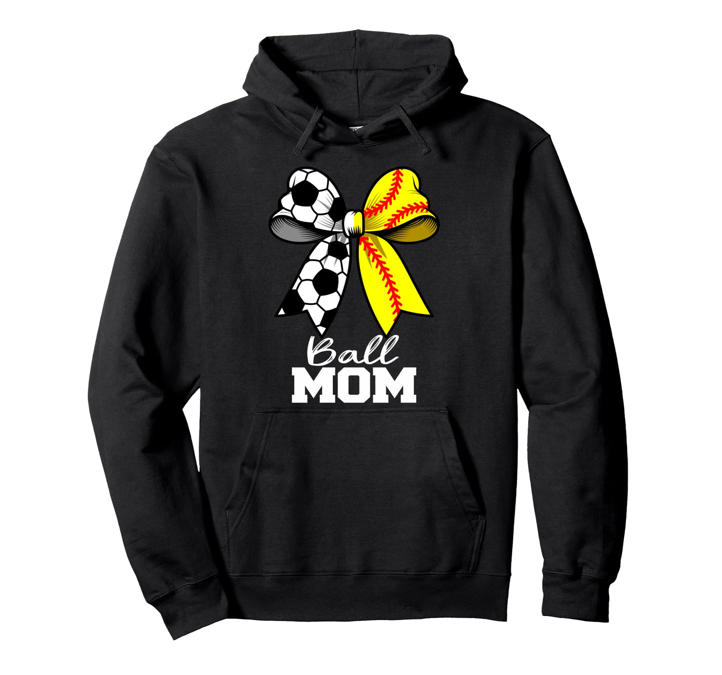 Ball Mom Soccer Softball Mom Coquette Bow Hoodie - Custom Art Print Unisex - T-Shirt, Sweatshirt, Hoodie