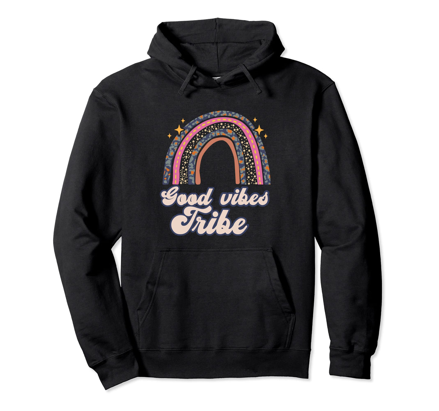 Boho Hippie Bohemian Rainbow Good Vibes Hoodie - Fun Novelty Design Unisex - T-Shirt, Sweatshirt, Hoodie