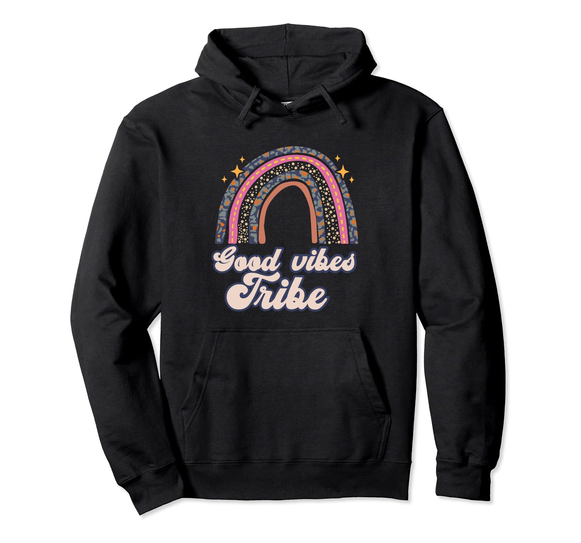 Boho Hippie Bohemian Rainbow Good Vibes Hoodie - Fun Novelty Design Unisex - T-Shirt, Sweatshirt, Hoodie