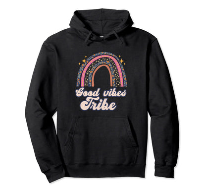 Boho Hippie Bohemian Rainbow Good Vibes Hoodie - Fun Novelty Design Unisex - T-Shirt, Sweatshirt, Hoodie