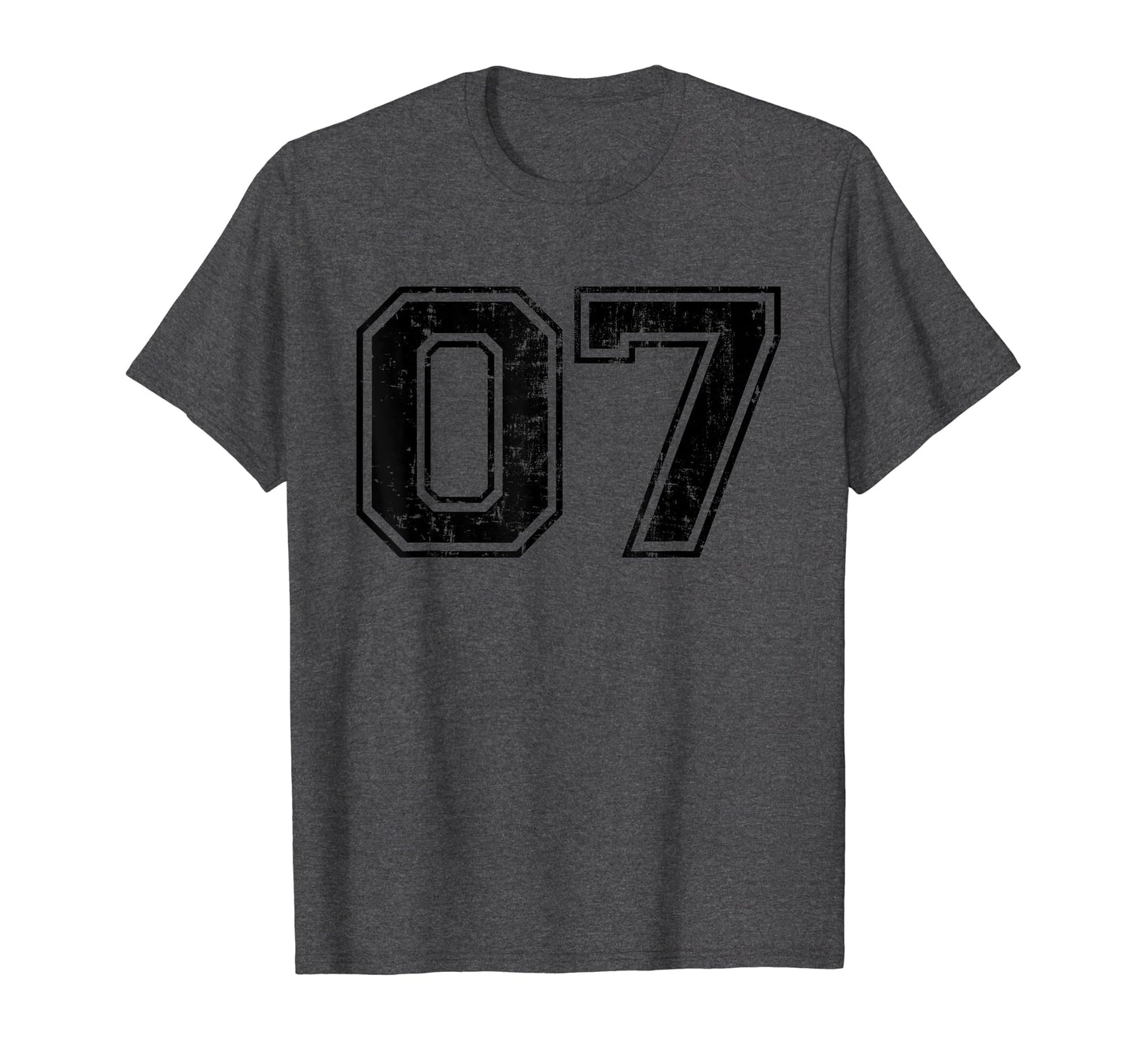 Number 07 Seven Varsity Distressed T-Shirt - Fun Novelty Design Unisex - T-Shirt, Sweatshirt, Hoodie