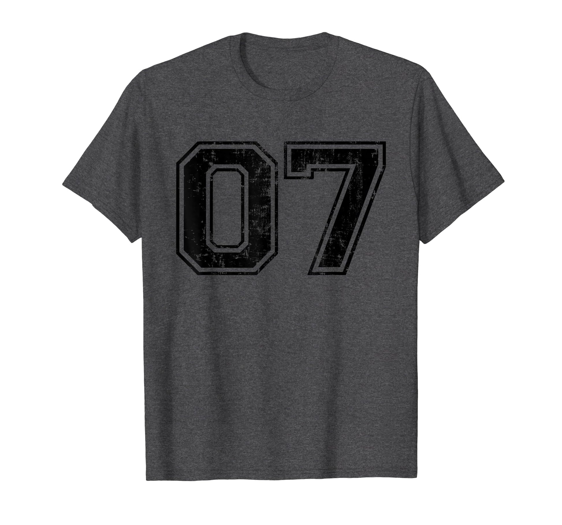 Number 07 Seven Varsity Distressed T-Shirt - Fun Novelty Design Unisex - T-Shirt, Sweatshirt, Hoodie