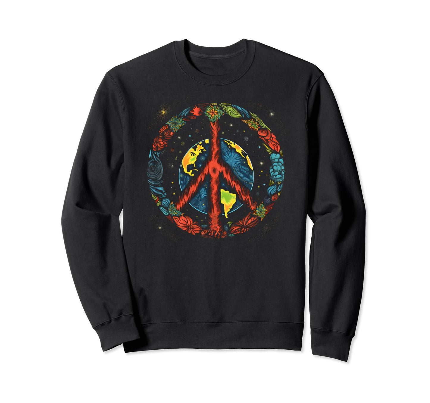 Peace Sign 60S 70S Hippie Boho 2 Sweatshirt - Streetwear Style Unisex - T-Shirt, Sweatshirt, Hoodie