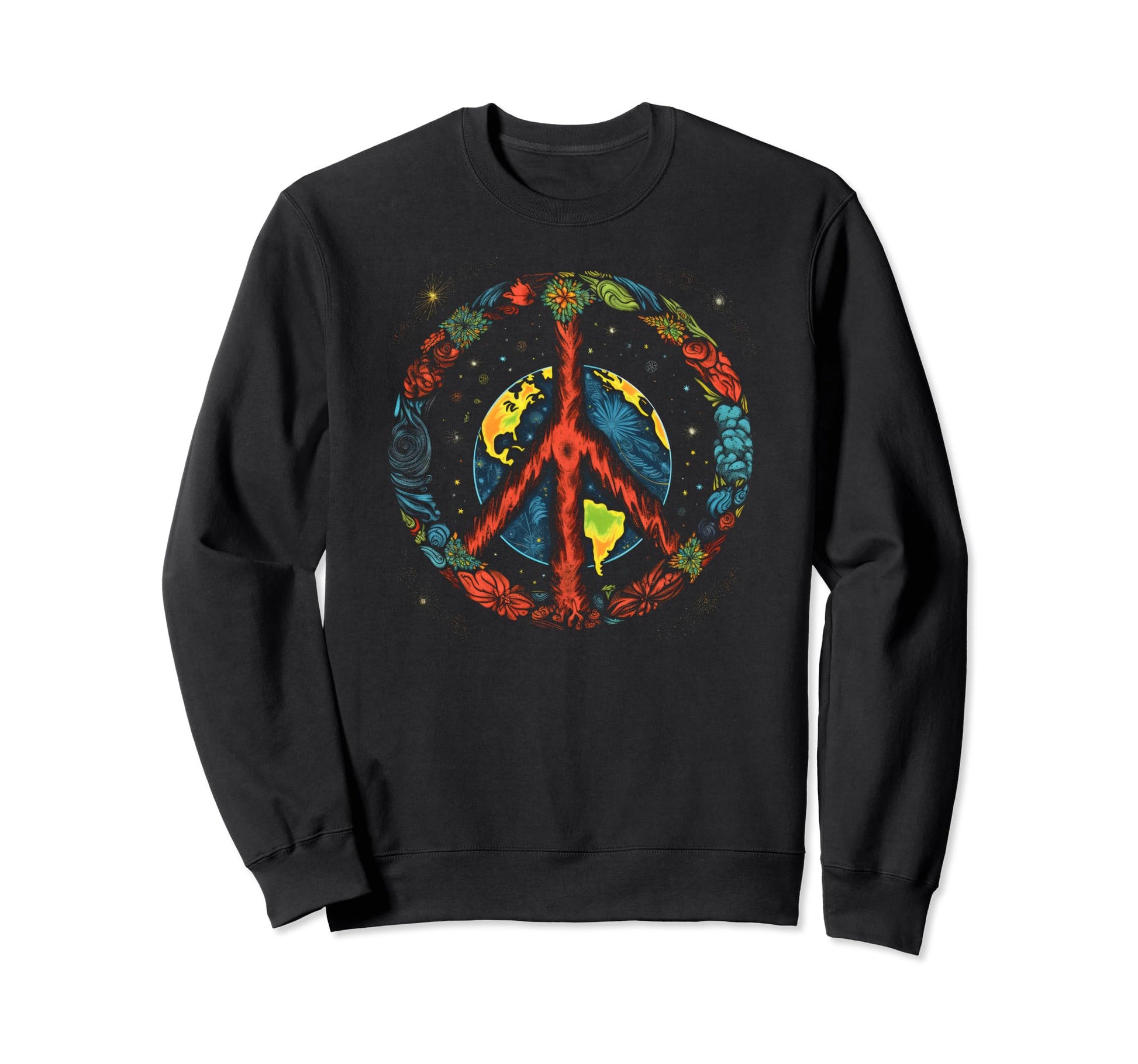 Peace Sign 60S 70S Hippie Boho 2 Sweatshirt - Streetwear Style Unisex - T-Shirt, Sweatshirt, Hoodie
