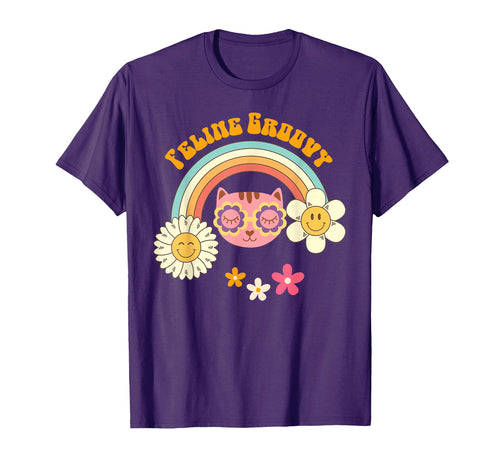 Cat 70S Feline Groovy Rainbow Cat Mom T-Shirt - Streetwear Style Men Women - T-Shirt, Sweatshirt, Hoodie