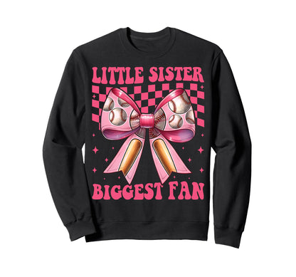 Baseball Sister Coquette Bow Little Sweatshirt - Novelty Apparel Men Women - T-Shirt, Sweatshirt, Hoodie