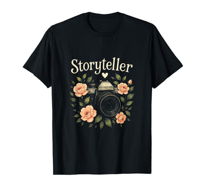 Storyteller Camera Floral Art T-Shirt - Novelty Apparel Unisex - T-Shirt, Sweatshirt, Hoodie