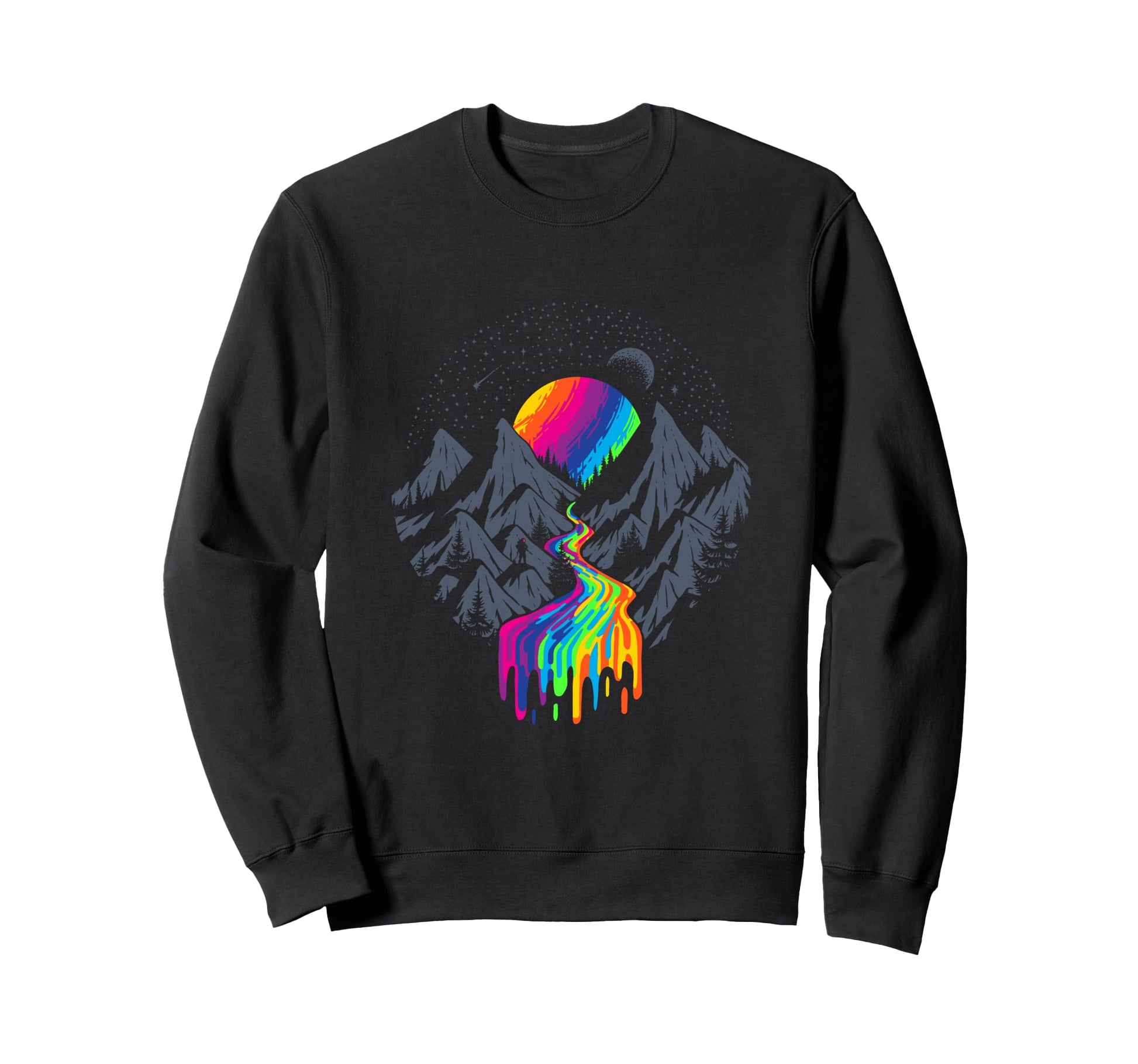Surreal Nature Planet Rainbow River Sweatshirt - Trendy Graphic for Adults - T-Shirt, Sweatshirt, Hoodie