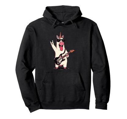 Unicorn Guitar Player Funny Rock Music Hoodie - Unique Graphic Men Women - T-Shirt, Sweatshirt, Hoodie