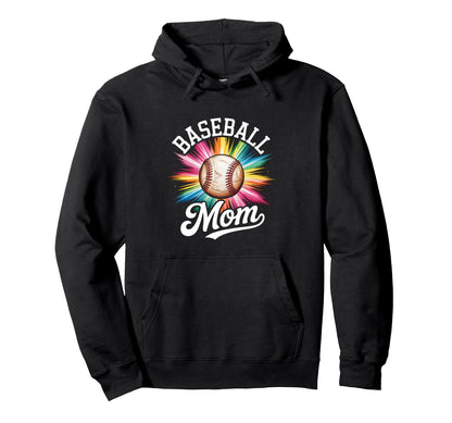 Baseball Mom Tie Dye Colorful Hoodie - Casual Everyday Wear for Adults - T-Shirt, Sweatshirt, Hoodie