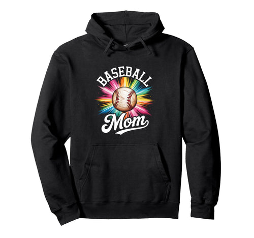 Baseball Mom Tie Dye Colorful Hoodie - Casual Everyday Wear for Adults - T-Shirt, Sweatshirt, Hoodie