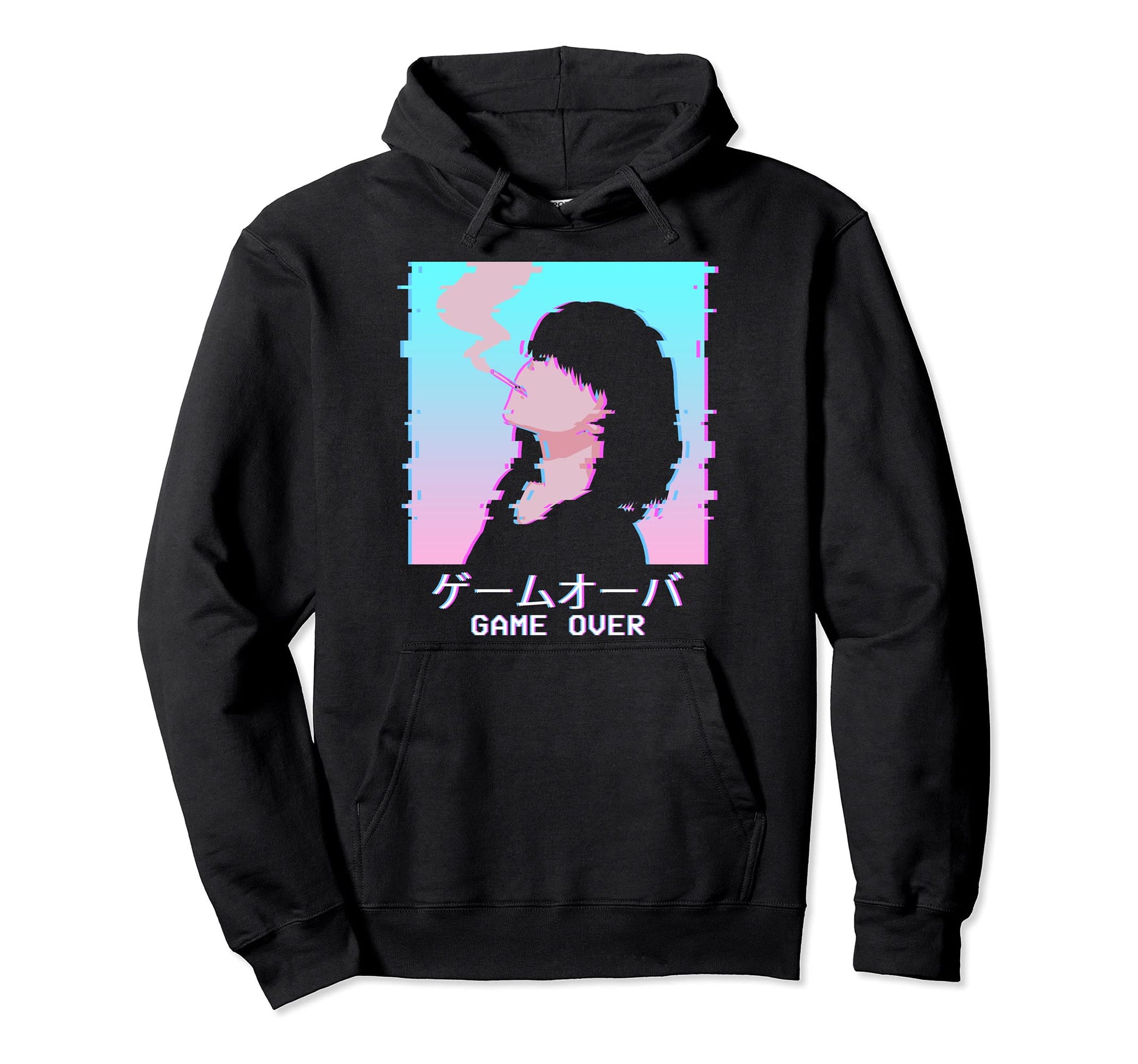 Game Over Sad Anime Japanese Waifu Hoodie - Minimalist Print Men Women - T-Shirt, Sweatshirt, Hoodie