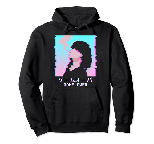 Game Over Sad Anime Japanese Waifu Hoodie - Minimalist Print Men Women - T-Shirt, Sweatshirt, Hoodie
