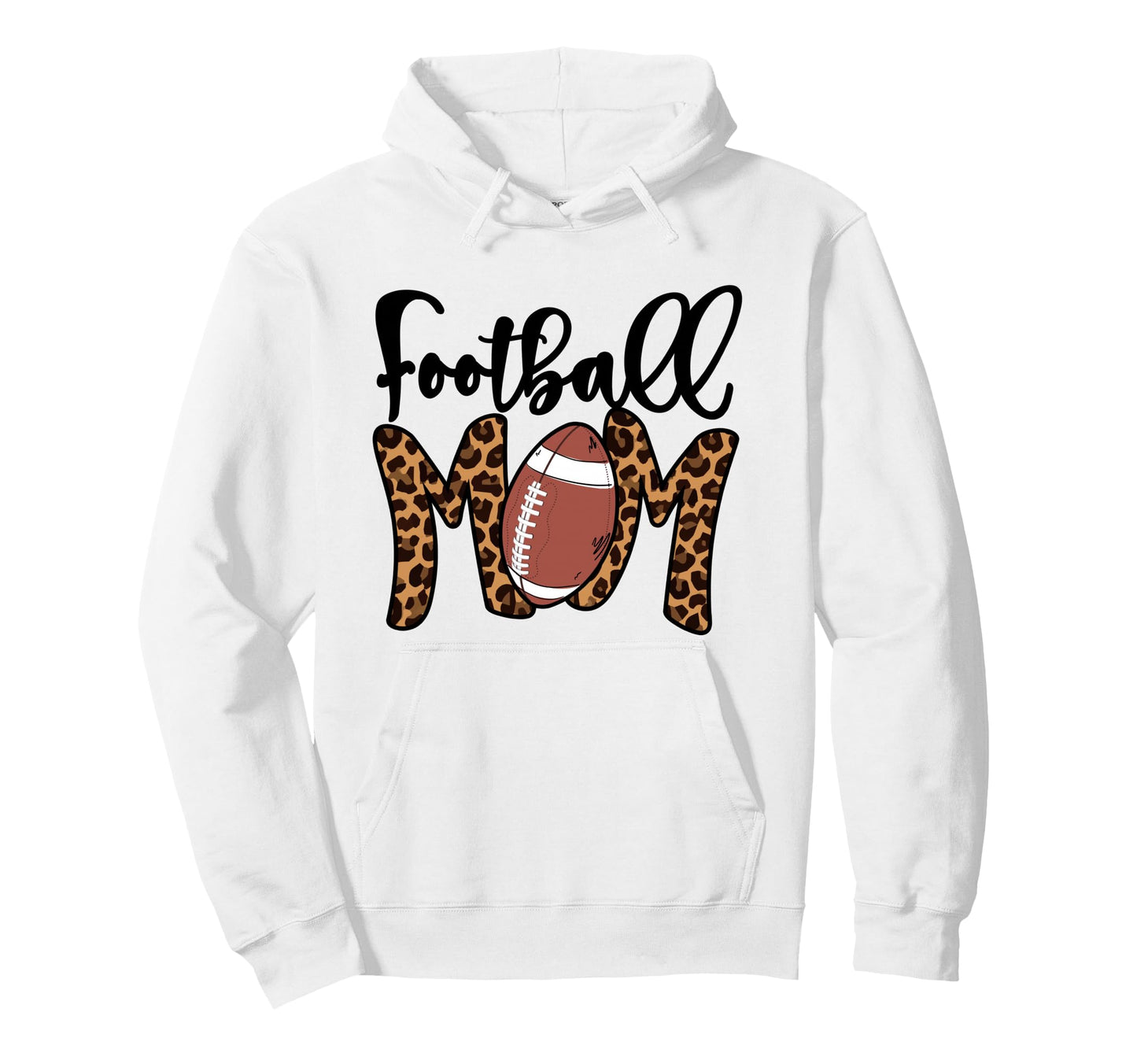 Football Mom Leopard American Football Hoodie - Novelty Apparel for Adults - T-Shirt, Sweatshirt, Hoodie