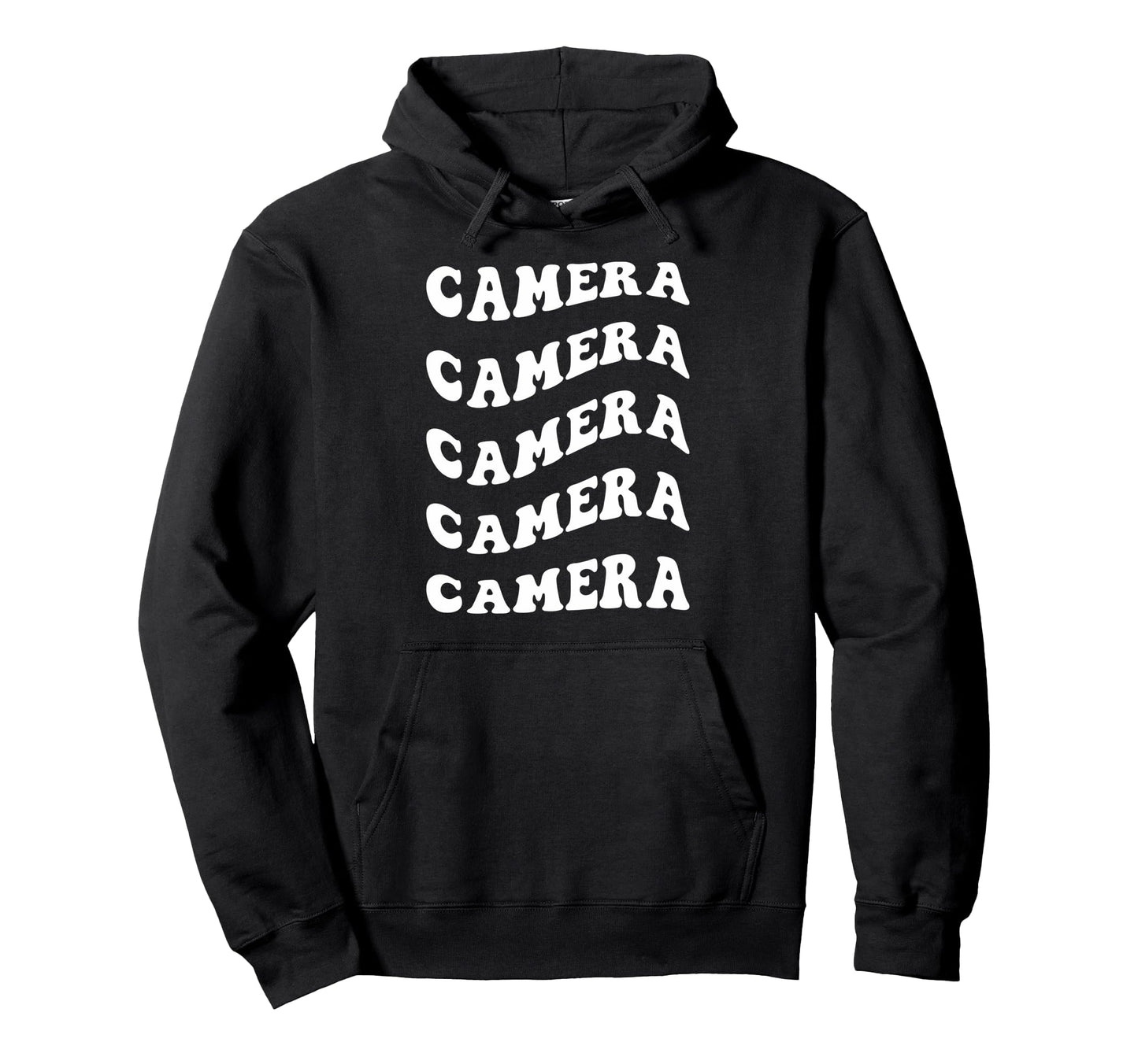 Camera Wavy Text Hoodie - Unique Graphic Men Women - T-Shirt, Sweatshirt, Hoodie