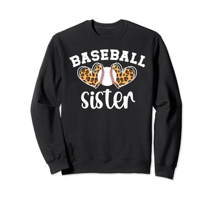 Baseball Sister Baseball Player Heart Sweatshirt - Graphic Print Unisex - T-Shirt, Sweatshirt, Hoodie