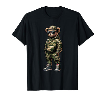 Camo Hip Hop Teddy Bear Rapper T-Shirt - Streetwear Style Men Women - T-Shirt, Sweatshirt, Hoodie