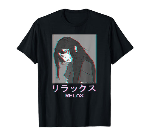Sad Anime Relax Waifu Japanese Vaporwave T-Shirt - Novelty Apparel Unisex - T-Shirt, Sweatshirt, Hoodie