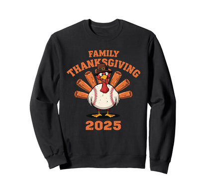 Happy Thanksgiving 2025 Funny Baseball Sweatshirt - Novelty Apparel Unisex - T-Shirt, Sweatshirt, Hoodie