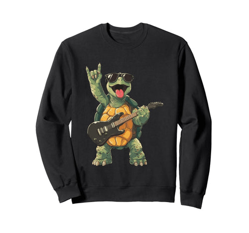 Rock Turtle Funny Animal Music Sweatshirt - Aesthetic Graphic Men Women - T-Shirt, Sweatshirt, Hoodie