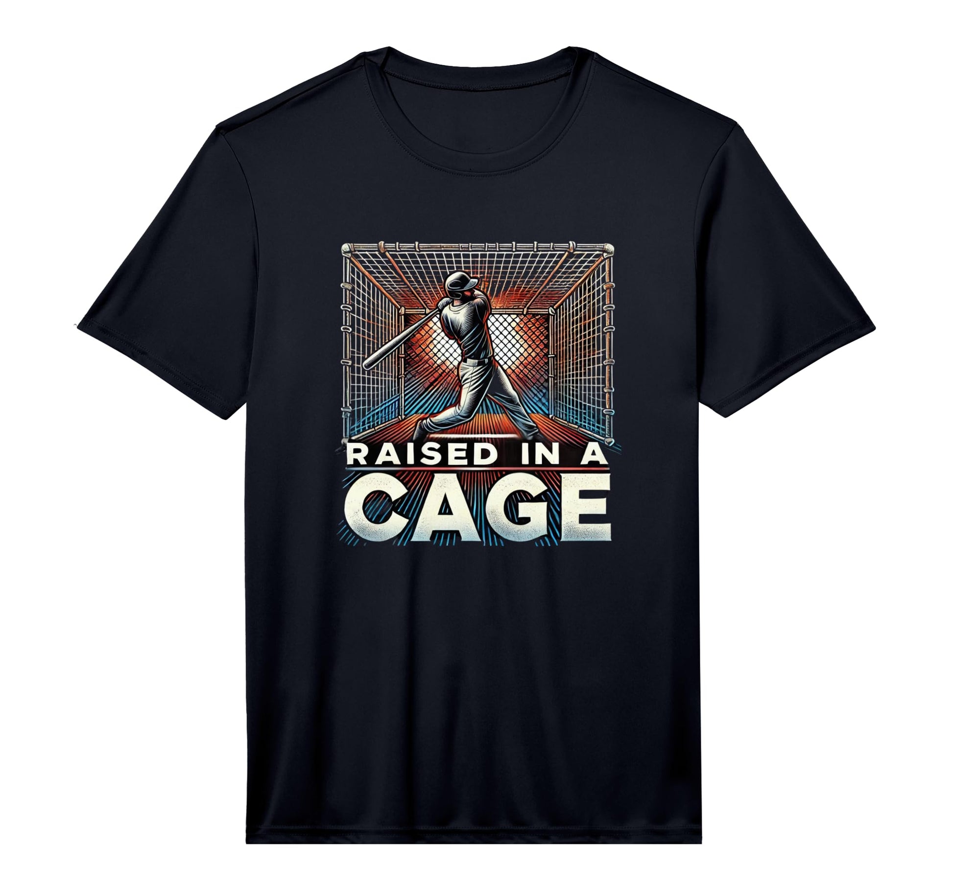 Raised Cage Baseball Training T-Shirt - Fun Novelty Design for Adults - T-Shirt, Sweatshirt, Hoodie
