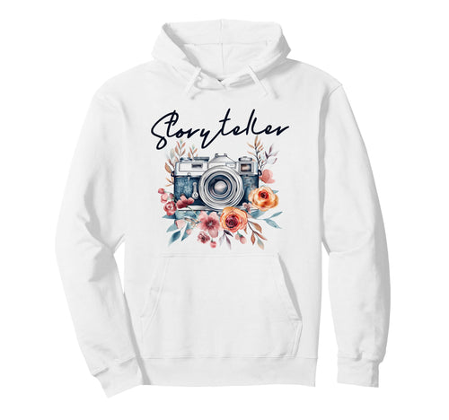Photographer Storyteller Camera Flowers Hoodie - Graphic Print for Adults - T-Shirt, Sweatshirt, Hoodie