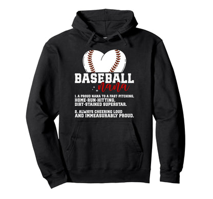 Baseball Nana Definition Nana Hoodie - Fun Novelty Design Men Women - T-Shirt, Sweatshirt, Hoodie
