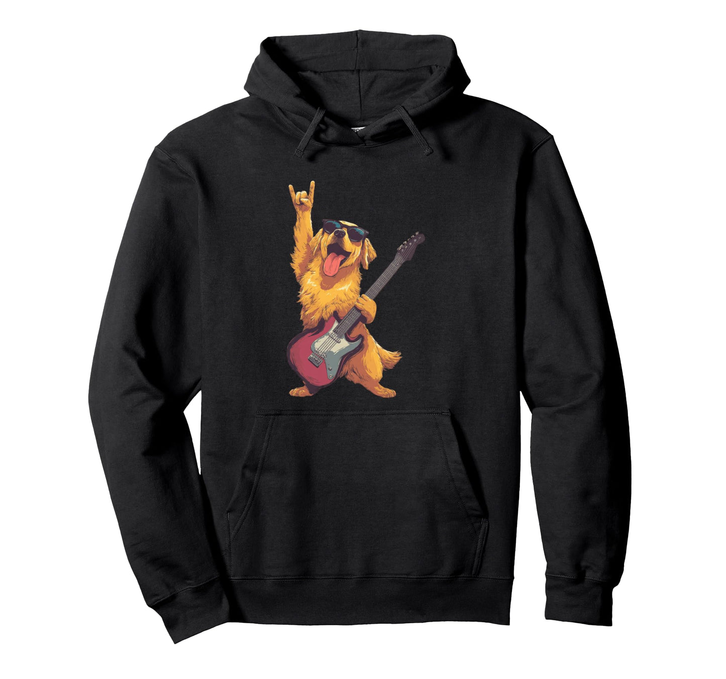 Funny Rock Dog Golden Retriever Hoodie - Fun Novelty Design Men Women - T-Shirt, Sweatshirt, Hoodie