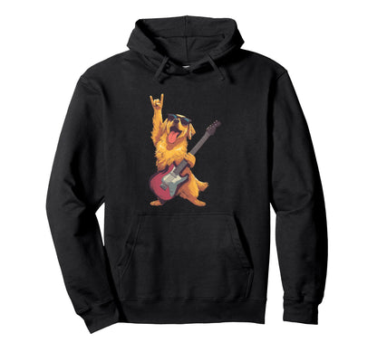 Funny Rock Dog Golden Retriever Hoodie - Fun Novelty Design Men Women - T-Shirt, Sweatshirt, Hoodie