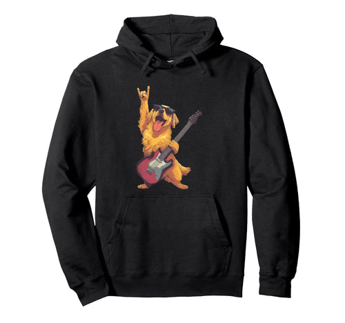 Funny Rock Dog Golden Retriever Hoodie - Fun Novelty Design Men Women - T-Shirt, Sweatshirt, Hoodie