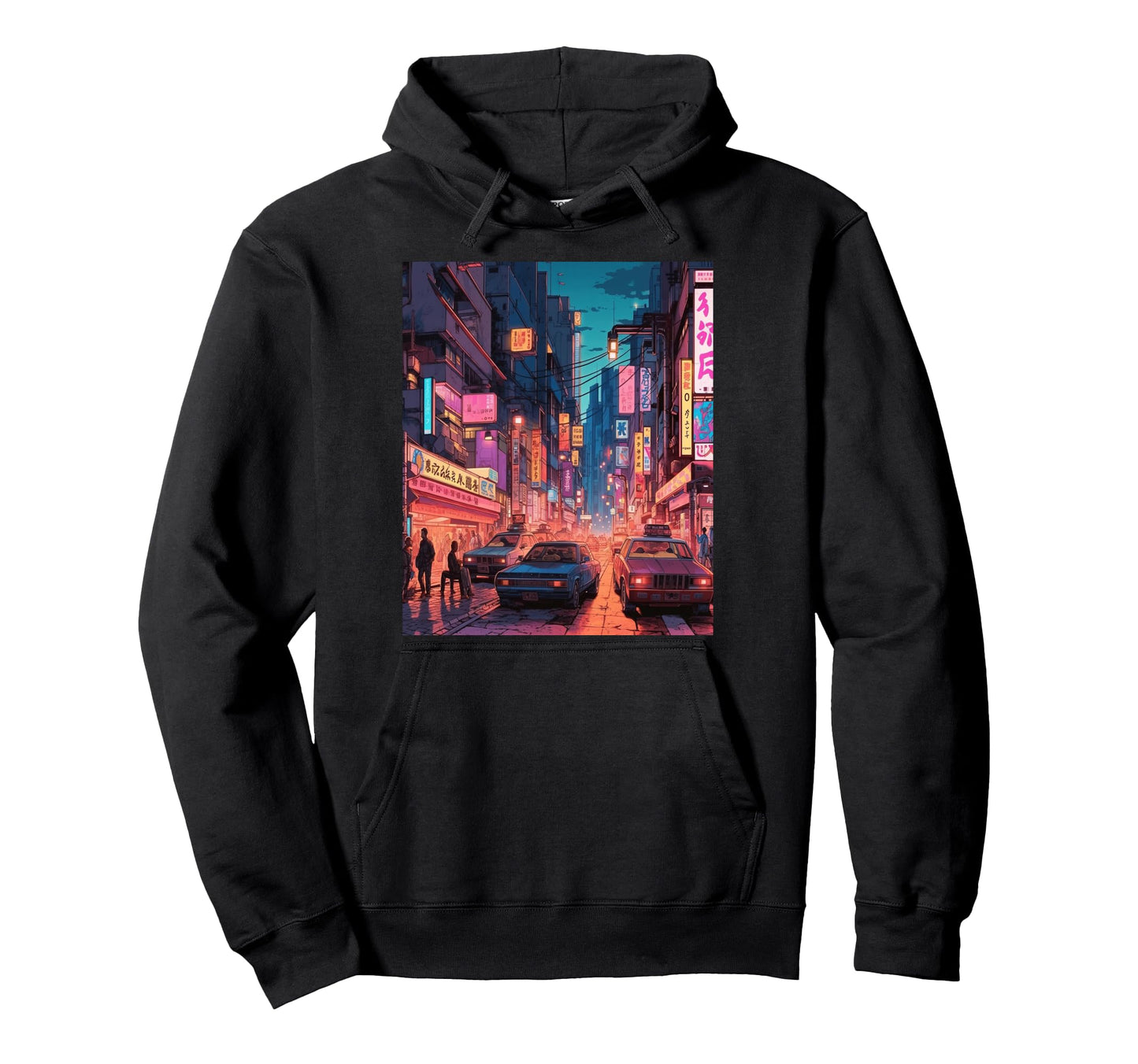 Streets Tokyo Japan Night Scene Lights Hoodie - Minimalist Print Unisex - T-Shirt, Sweatshirt, Hoodie