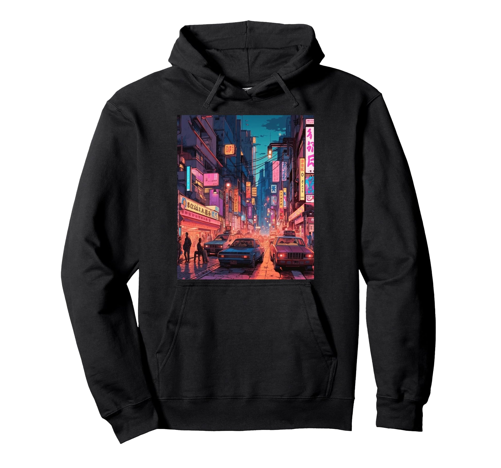 Streets Tokyo Japan Night Scene Lights Hoodie - Minimalist Print Unisex - T-Shirt, Sweatshirt, Hoodie