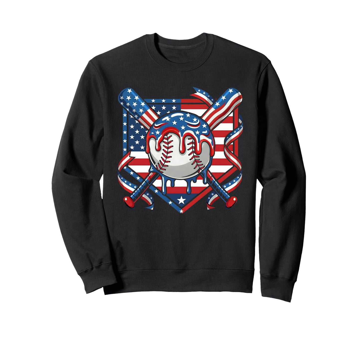 Baseball Drip Ice Cream Drip Baseball Sweatshirt - Novelty Apparel Unisex - T-Shirt, Sweatshirt, Hoodie
