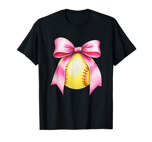 Coquette Bow Softball Mom Game T-Shirt - Casual Everyday Wear for Adults - T-Shirt, Sweatshirt, Hoodie