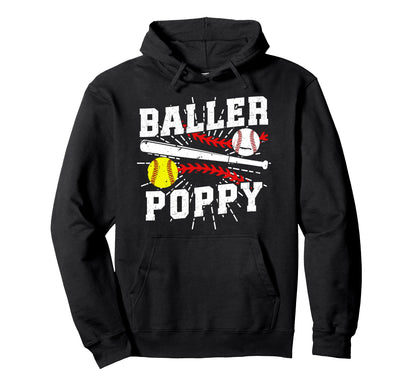 Baller Poppy Proud Softball Baseball Hoodie - Aesthetic Graphic Men Women - T-Shirt, Sweatshirt, Hoodie