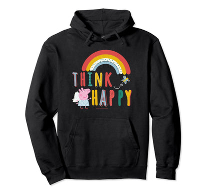 Peppa Pig Think Happy Rainbow Logo Hoodie - Unique Graphic for Adults - T-Shirt, Sweatshirt, Hoodie