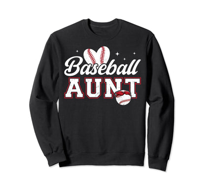 Baseball Aunt Heart Aunt Baseball Sweatshirt - Novelty Apparel Men Women - T-Shirt, Sweatshirt, Hoodie