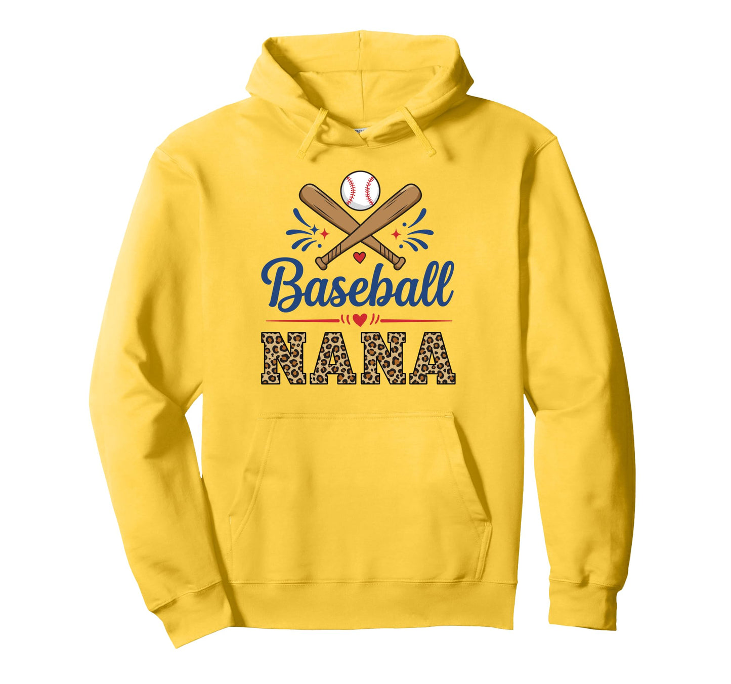 Baseball Nana Leopard And Heart Hoodie - Aesthetic Graphic Men Women - T-Shirt, Sweatshirt, Hoodie