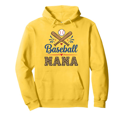 Baseball Nana Leopard And Heart Hoodie - Aesthetic Graphic Men Women - T-Shirt, Sweatshirt, Hoodie